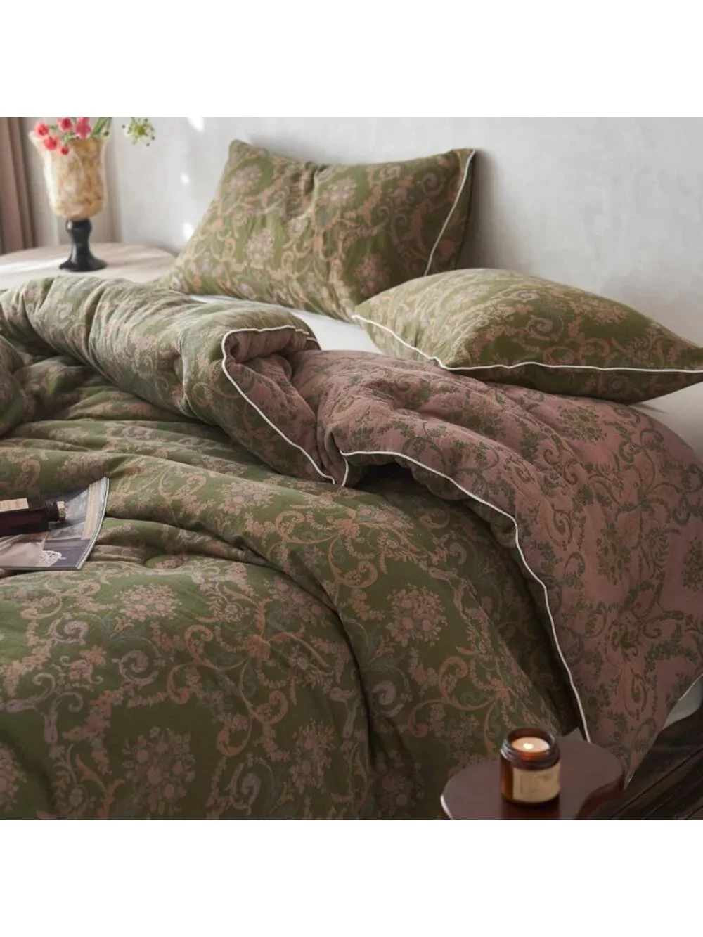 Boho Floral Queen Comforter Set - Lightweight Muslin Cotton, 3-Piece Bedding Set